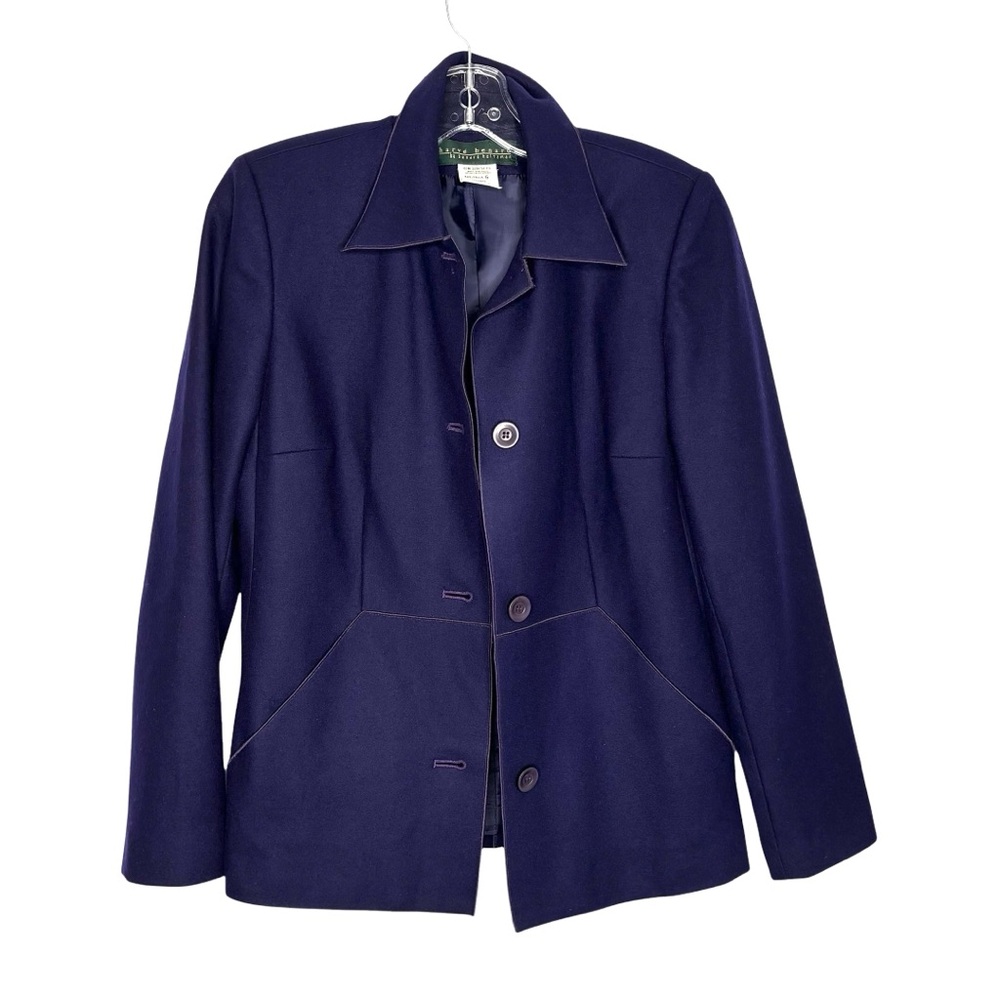Vintage Harve Bernard Wool Blend 3-Button Structured Blazer with‎ Navy Plum Sz.6